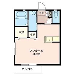 オーブ ワンルームの間取図画像