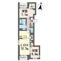 グラン浦和 00301 3階2LDKの間取り