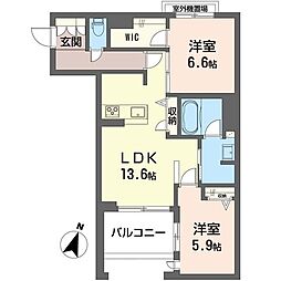 カスケード 00205 2階2LDKの間取り
