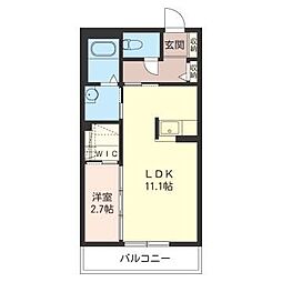 グラシュートロワ 1LDKの間取図画像