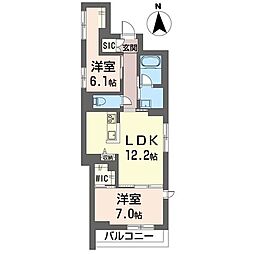 アンフィニ鷺宮 2階2LDKの間取り