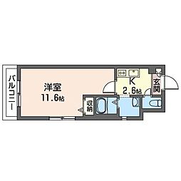 プルニエガーデン 1Kの間取図画像