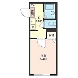 グレイスフォート 1階1Kの間取り