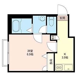 Ｃｏｍｆｏｒｔ 00205 2階1Kの間取り