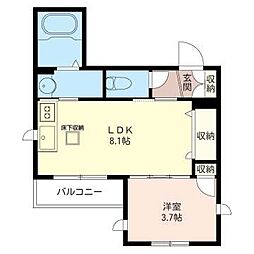リーベンベルク 1LDKの間取図画像