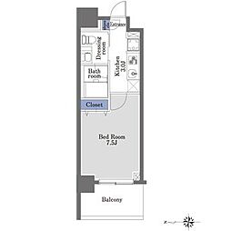 プライムメゾン早稲田 1Kの間取図画像