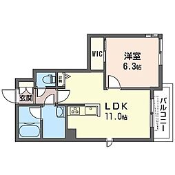 ekolupond 1LDKの間取図画像