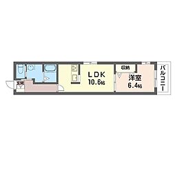 パティオ中目黒A 1LDKの間取図画像