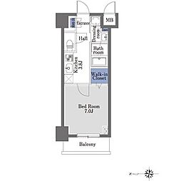 プライムメゾン八丁堀 1Kの間取図画像