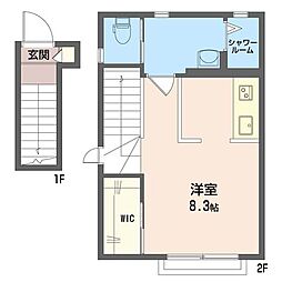 ビュー・ステラ 2階ワンルームの間取り