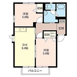 高島メゾンＡ 1階2DKの間取り