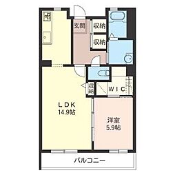 クレアランド 1LDKの間取図画像