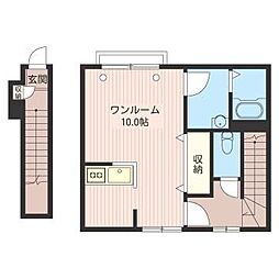 クレセール北町 ワンルームの間取図画像