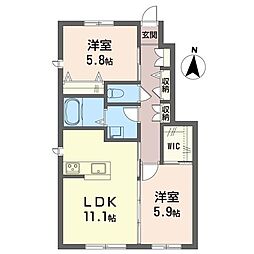 ピエテート 2LDKの間取図画像