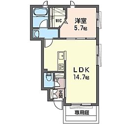 Purele 1LDKの間取図画像