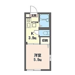 ウェルシェン小堤・2 1Kの間取図画像
