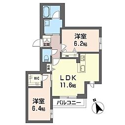 サーフグレイス 2LDKの間取図画像