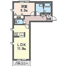 モマフォート 1LDKの間取図画像