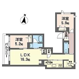 La Bellevie Kotakecho 2SLDKの間取図画像