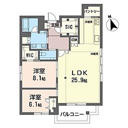 六本木ポルテ 2LDKの間取図画像
