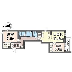 ウエストカサイ西葛西 2LDKの間取図画像