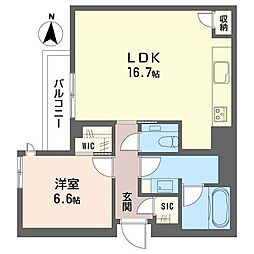 オーギュスト ルネ 1LDKの間取図画像