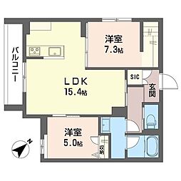 フロリア 文京 2LDKの間取図画像