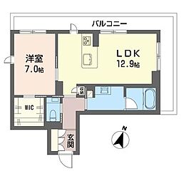 カーサ ワイエス 1LDKの間取図画像