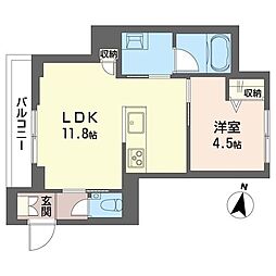 ベルフィオーレ かむろ坂 1LDKの間取図画像