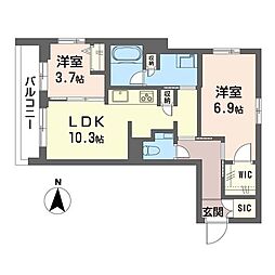 レフィシア荻窪 2LDKの間取図画像