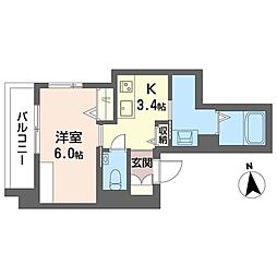 ユラ代々木上原 1Kの間取図画像