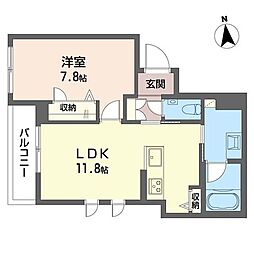 ユラ代々木上原 1LDKの間取図画像