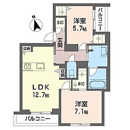 パルマール等々力 2LDKの間取図画像