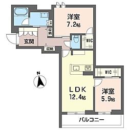 ルセア・クラリスタ 2LDKの間取図画像