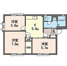 フィールド・フラワー 3Kの間取図画像