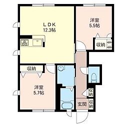エトワール湘南 2LDKの間取図画像