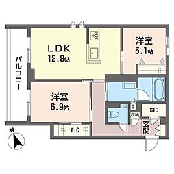 セントリビエ湘南台 2LDKの間取図画像