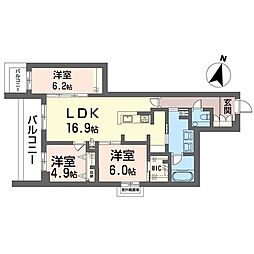 セントリビエ湘南台 3LDKの間取図画像