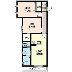 シャレサンパティーク 2LDKの間取図画像