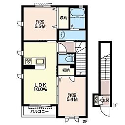 パストラル高倉C 2LDKの間取図画像