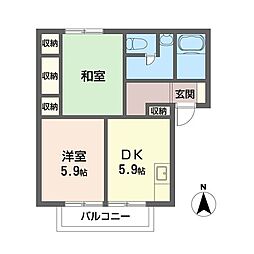 パストラル高倉A 2Kの間取図画像