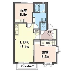 クレスト広田 2LDKの間取図画像