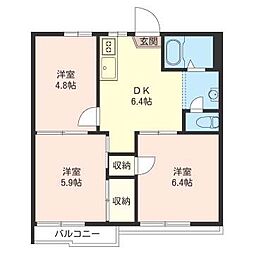 カミーリア・レジデンス 3DKの間取図画像