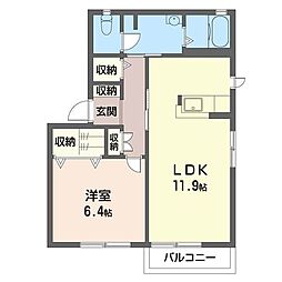 ファミール御殿 1LDKの間取図画像