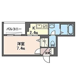 グラース八重咲 1Kの間取図画像