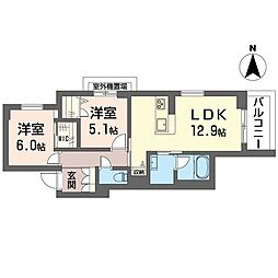 Up Draft 2LDKの間取図画像