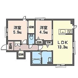 セピアハイツ 2LDKの間取図画像