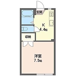 ハイツアゼリア 1Kの間取図画像