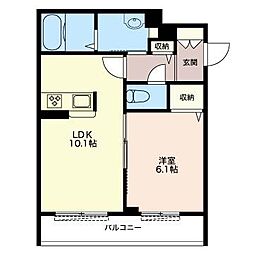クレインズマンション 1LDKの間取図画像