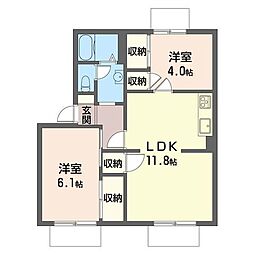ハイムみしゅらん 2LDKの間取図画像